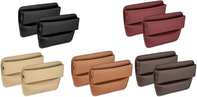 Riloer Car Organizers for Gap Leather Waterproof Car Seat Gap Fillers for Cars, Suvs, Trucks, Front Seat Gap Fillers for Phones, Keys, Cards, Glasses, Coffee