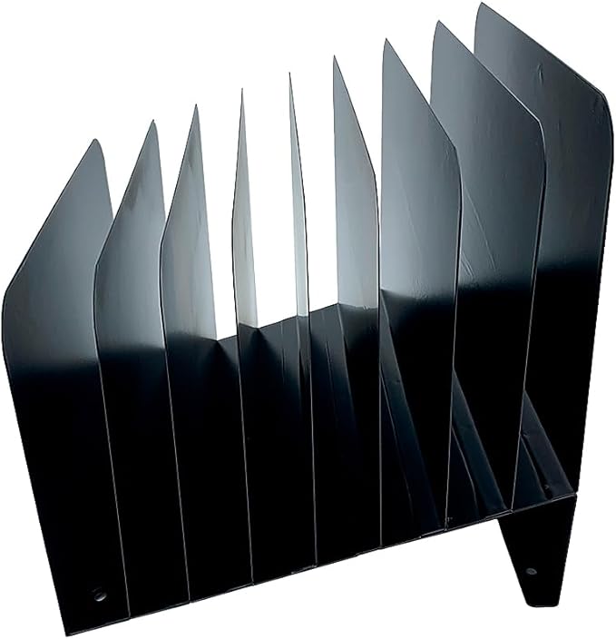 Huron Desktop File Binder Organizer Storage, Inclined Slant 8 Slot, Black Commercial Grade Steel
