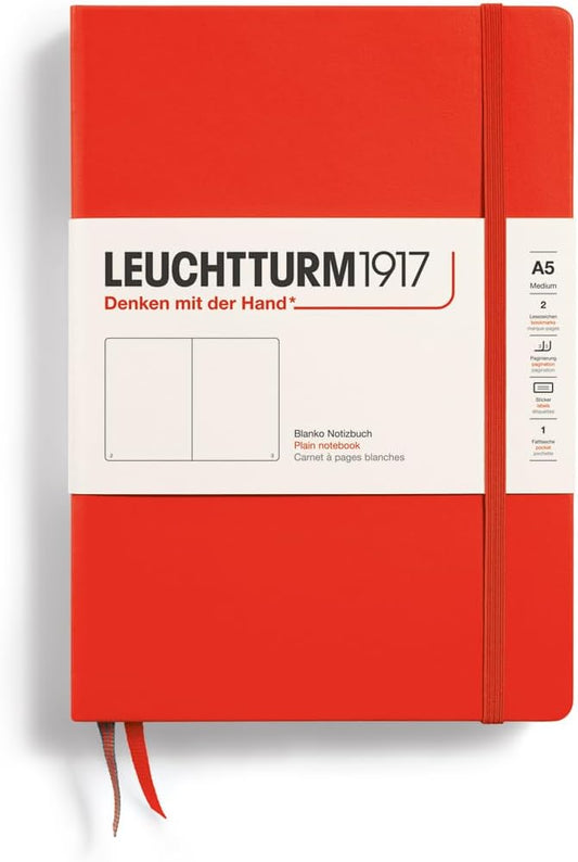 LEUCHTTURM1917 - Notebook Hardcover Medium A5-251 Numbered Pages for Writing and Journaling (Lobster, Plain)