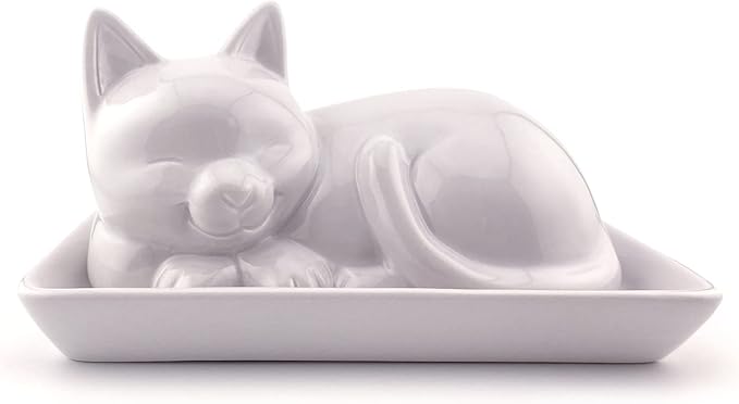 Adorable Cat Ceramic Butter Dish - Unique and Versatile Kitchen Accessory - Durable and Creative Way to Store and Serve Butter