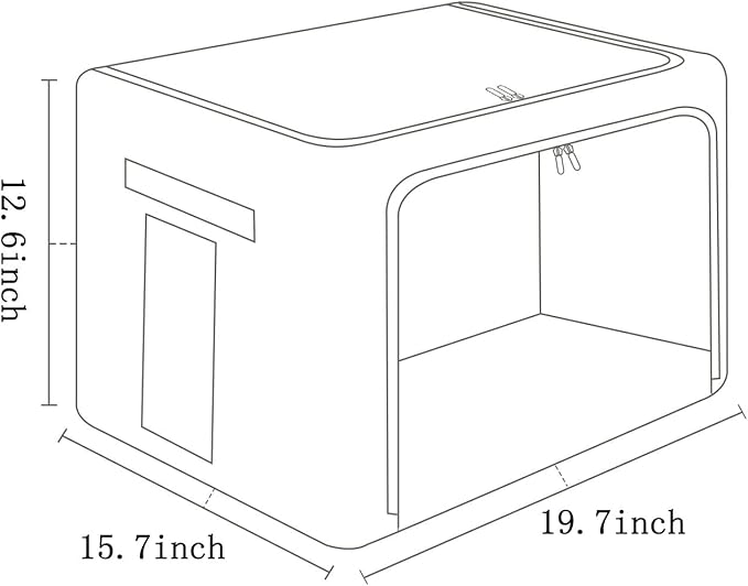 FHSQX 2 Pack Clothes Storage Bins Stackable Metal Frame Storage Box Large Capacity Foldable Linen Fabric Box Organizer with Carrying Handles and Clear Window (Light Gray, 19.7x 15.7x 12.6 Inch)