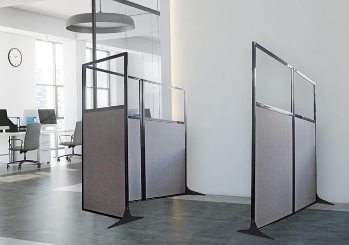 Versare Workstation Partition | Portable Wall Divider | Modern Office Cubicle | Free Standing Privacy Screen | Flexible Work Space | 66" x 70" Blue Spruce Fabric Panels