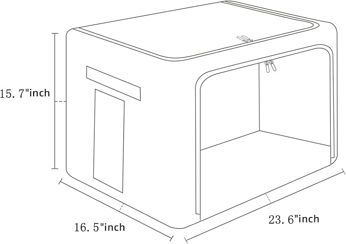 FHSQX 2 Pack Clear Window Storage Bins - Large Stackable Linen Fabric Storage for Clothes Foldable Container Organizer Set with Carrying Handles (Light Gray, 23.6x 16.5x 15.7 Inch)