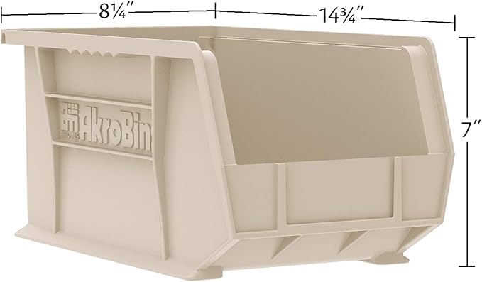 Akro-Mils 30240 AkroBins Plastic Storage Bins, Space-Saving Stackable Bins for Garage, Pantry, Craft Organization, 15" x 8" x 7", Black, 12-Pack