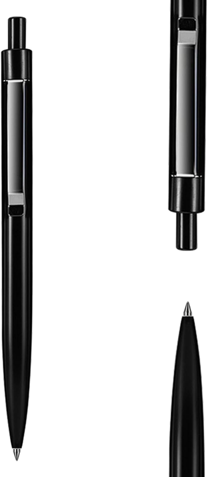 DUNBONG Black Metal Gel Pen, Gel Ink Ballpoint Pen, Black Ink, 0.5mm Retractable Ink Pen (Black)