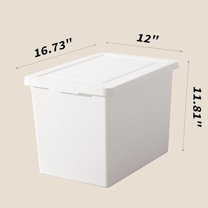 27 Quart White Storage Bins with lids,Stackable Plastic Boxes Set of 4,Storage Box with handle for Organizing Snacks, Crafts,Crafts, Tools,books(white, 4XL)