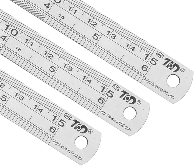 ZZTX Metal Straight Edge Ruler Set - Stainless Steel, 6 Inch Rulers - Bulk 1 Pack