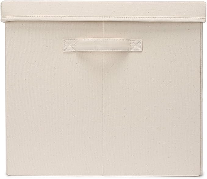 Foldable Storage Bins with Lids Cotton Canvas Rectangular Storage Box Ideal for Organization Lightweight and Durable (XXL)
