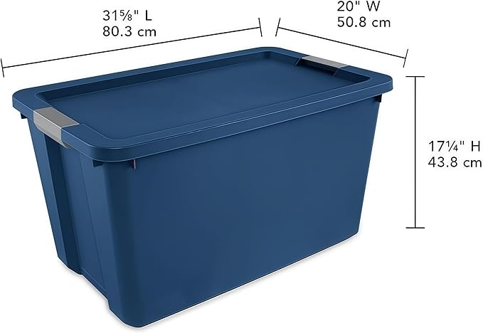 34 Gallon Heavy-Duty Wheeled Storage Bin with Lid – Large Rolling Plastic Container for Garage,Outdoor,Home & Organization Needs,Blue