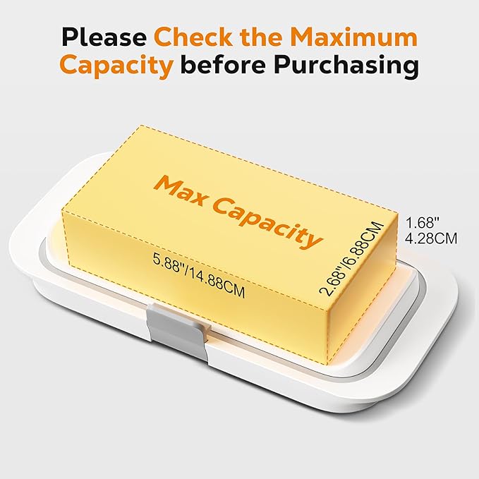 Pisol Large Butter Dish with Lid for Countertop and Fridge Refrigerator Door Shelf, Airtight 250g Butter Keeper for East Coast/West Coast/European/Kerrygold Butter/French Butter/Cream Cheese