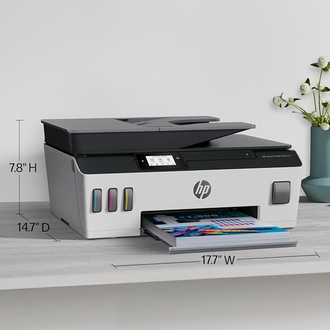 HP Smart -Tank Plus 651 Wireless All-in-One Ink -Tank Printer, up to 2 Years of Ink in Bottles, Auto Document Feeder, Mobile Print, Scan, Copy,, Fax, Works with Alexa (7XV38A)