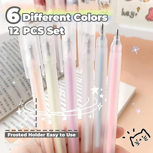 Scrapbook Quick Dry Glue Pen 12PCS Set, Crafting Fabric Pen Liquid Glue Pen for Papercrafts, Handmade Stationery, DIY Foil-Stamping, Back to School Supply, Year 6+ (12PCS Set-Forsted Holder Type)