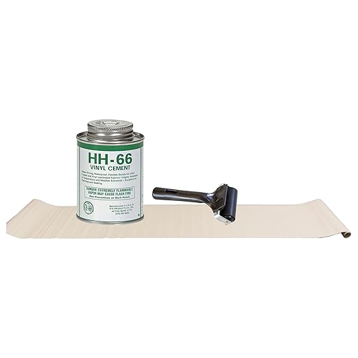 Vinyl Adhesive Deluxe Party Tent Patch Repair Kit, 1-Foot by 5-Foot White Strip with 4-Ounce HH66 Liquid Repair Glue and Portable Orange Carrying Case