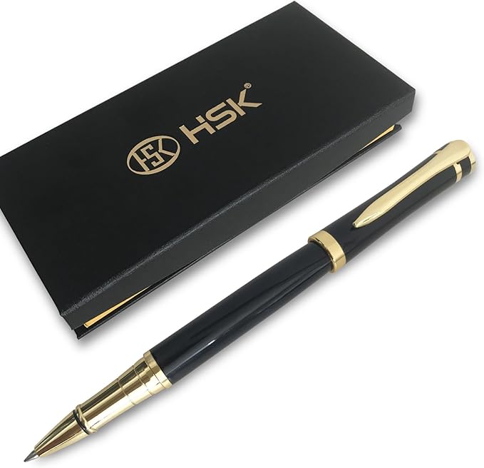 HSK Luxury Ballpoint Pens gift Pen Black Refill Line width 0.5mm,Best Ball Pen Gift Set for Men & Women Professional Executive,Office,Nice Pens Classy Gift Box (Black)