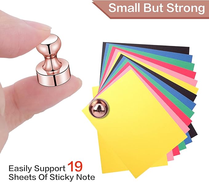 LOVIMAG 20 PCS Refrigerator Magnets, Rose Gold Fridge Magnet Strong Magnets for Whiteboard, Small Neodymium Magnetic Ideal for Push Pin, Office, Classroom, Map