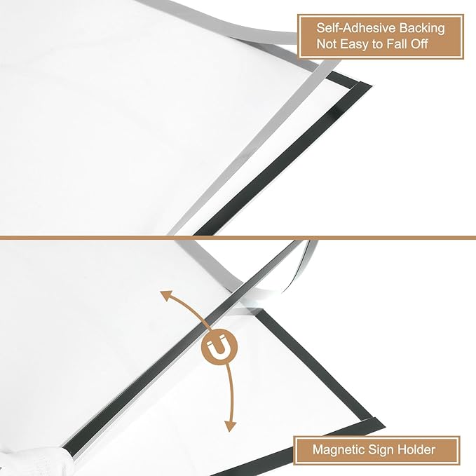 uxcell 2 Pcs Magnetic Sign Holder, 11.7" x 16.5" Self-Adhesive Magnetic Wall Signs Holder Magnetic Picture Frame Document Holder for Home Office Wall Window Displays, Silver