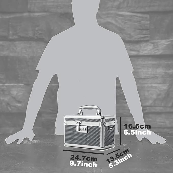 Storage Lock Box with Combination code, Lockable Medicine Storage Case, Empty First Aid Box, Security Lock Box, Multipurpose Lockbox for Home and Outdoor Use (Gray, Small)
