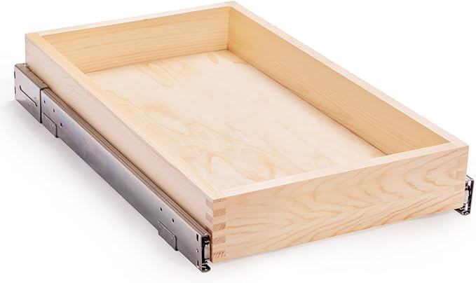 13”W x 21”D x 3”H Soft Close Slide Out Wood Drawer Organizer for Kitchen, (Cabinet Opening Width>14.5 inches for Bottom Assembly, Width= 14 inches for Side Assembly)