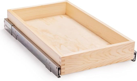 13”W x 21”D x 3”H Soft Close Slide Out Wood Drawer Organizer for Kitchen, (Cabinet Opening Width>14.5 inches for Bottom Assembly, Width= 14 inches for Side Assembly)