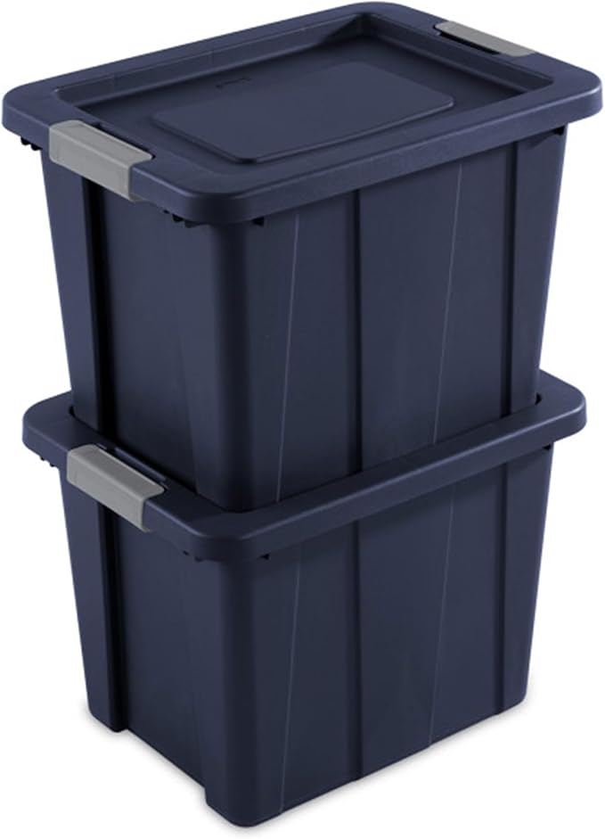 Sterilite 24-Pack Storage Bins with Lids, Heavy Duty Totes, Tuff1, 18 Gallon, Dark Indigo