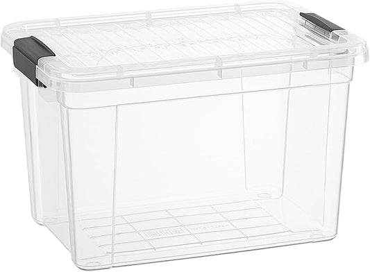 Superio Clear Storage Box with Lid, 4.7 Quart Plastic Container Bins for Organizing, Stackable Crates, BPA Free, Non Toxic, Odor Free, Organizers for Home, Office, School, and Dorm