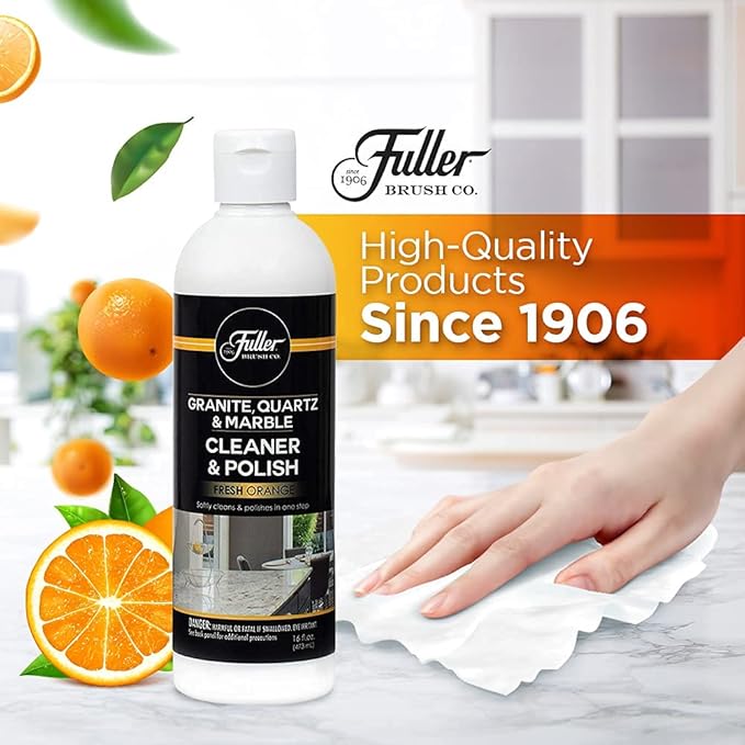 Fuller Brush Countertop Cleaner & Polish - Multi Surface Cleaner - Cleans, Polishes and Protects Granite Quartz Marble Glass Laminates Metal and Other Surfaces Refreshing Orange Scent Removes Odor (2 Pack)