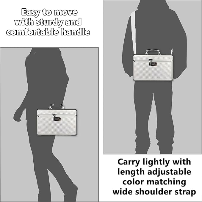 Storage Lock Box with Combination code, Lockable Medicine Storage Case, Empty First Aid Box, Security Lock Box, Multipurpose Lockbox for Home and Outdoor Use (Silver, Large)