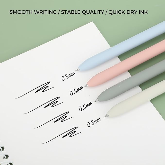 Ddaowanx Cute Cat Pens, 4 Pcs 0.5mm Quick Dry Black Ink Gel Pens Fine Point Smooth Writing Pens, Cat Lover Gifts for Women Men