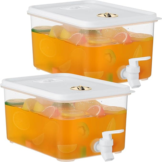 Domensi 2 Pack 1.5 Gallon Drink Dispenser for Fridge with Spigot Water Dispenser Leak Proof Lids Filter Screen Beverage Juice Container Sealed Plastic Lemonade Milk Cold Hot Drink Tea Jug for Party