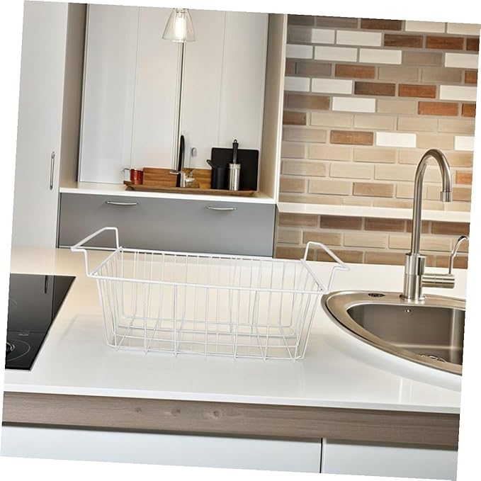 Heavy-duty Metal Freezer Storage Basket Organizer with Handle Hanging Wire Bins for Chest and Upright Freezers Refrigerator Dividers for Kitchen Pantry Organization