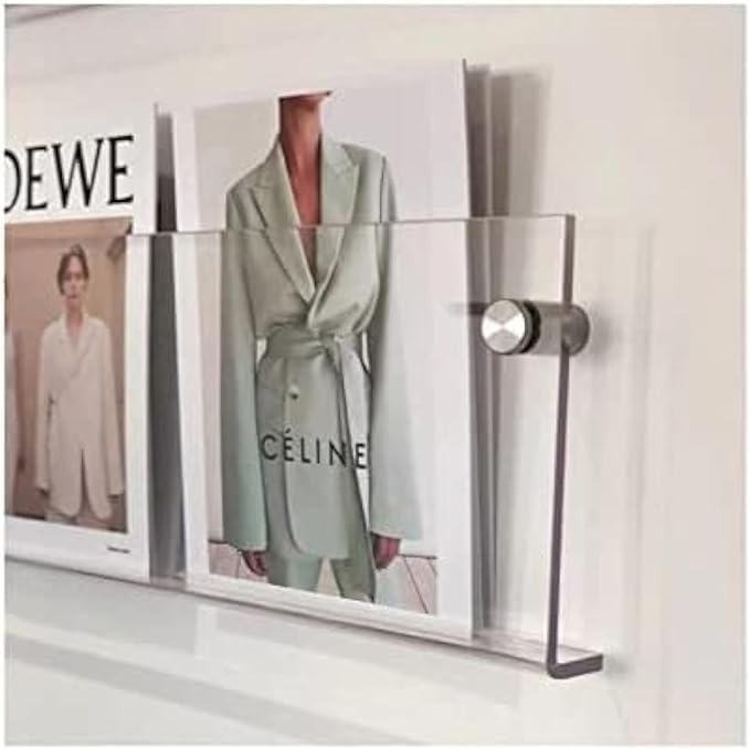 ROYALITA 2-Pack Acrylic Magazine Holder Brochure Holder, 24" Record Holder Magazine Rack, Fashion Hanging Bookshelf Literature Storage Rack for Waiting Room, Living Room, Office, Clear 24 Inch