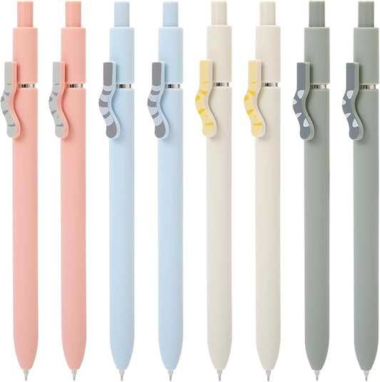 FIOVER Cat Pens,8Pcs 0.5mm Quick Dry Black Ink Fine Point Smooth Writing Pens, High-End Series Ballpoint for Journaling Note Taking, Cat Lover Gifts for Women(8Pcs Cat pen)