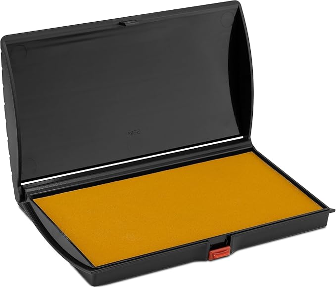 Large Premium Dark Yellow Ink Stamp Pad - 3" by 6" - Quality Felt Pad - Case with Closing snap