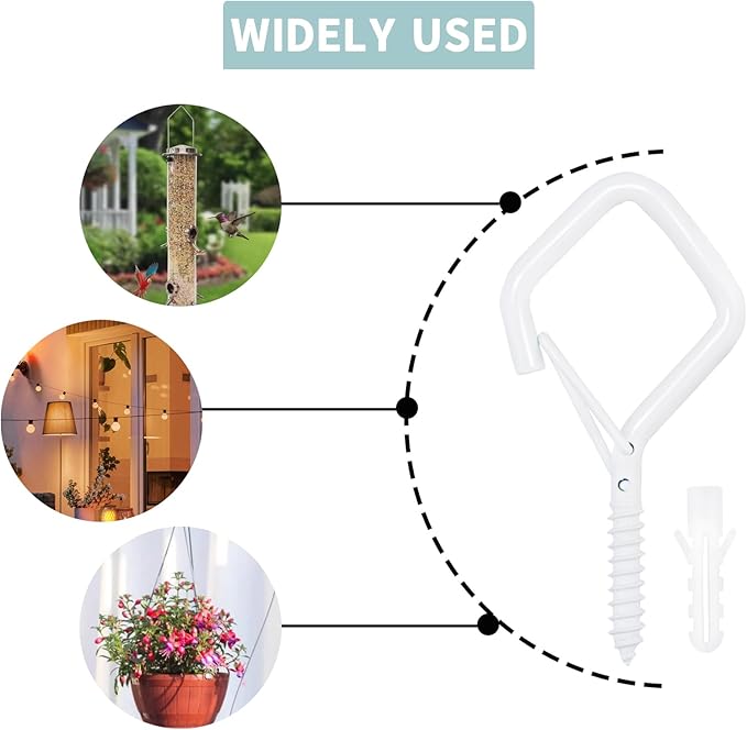 20PCS Eye Screw Hooks for Hanging Heavy Duty with Safety Buckle.Metal Ceiling Hooks for Hanging Plants,Cup,Wind Chime,Bird Feeders,String Lights at Indoor&Outdoor,2.36 Inch（No Drill Bit