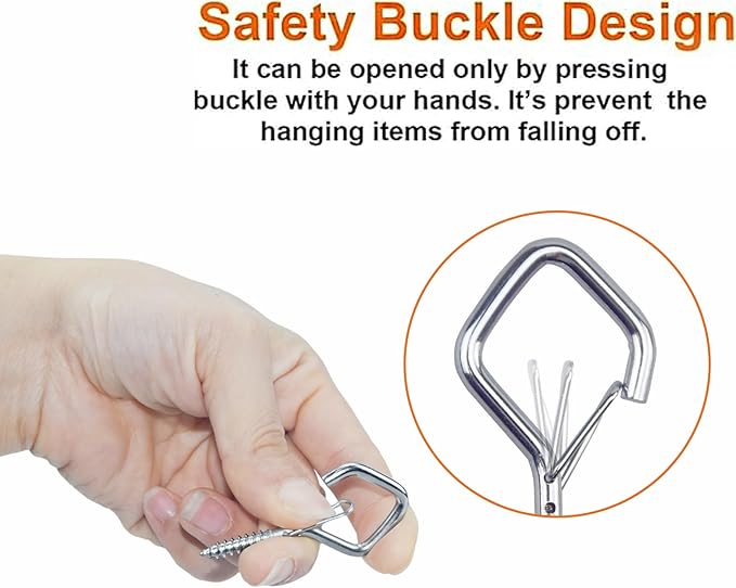 20PCS Eye Screw Hooks for Hanging Heavy Duty with Safety Buckle.Metal Ceiling Hooks for Hanging Plants,Cup,Wind Chime,Bird Feeders,String Lights at Indoor&Outdoor,2.36 Inch(No Drill Bit)