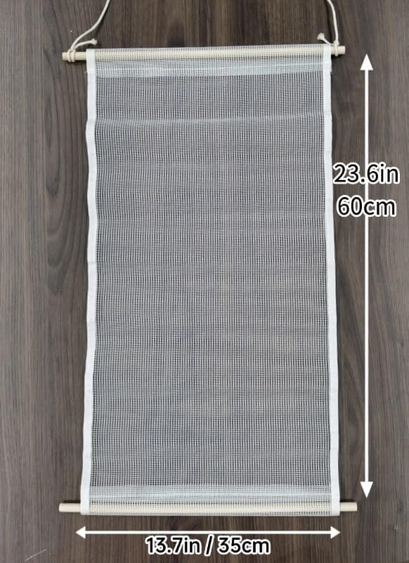 Mesh Earring Organizer with Wooden Rods Hanging Jewelry Display Holder for Earring Necklaces Bracelet Gift 13.7 * 23.6 Inches