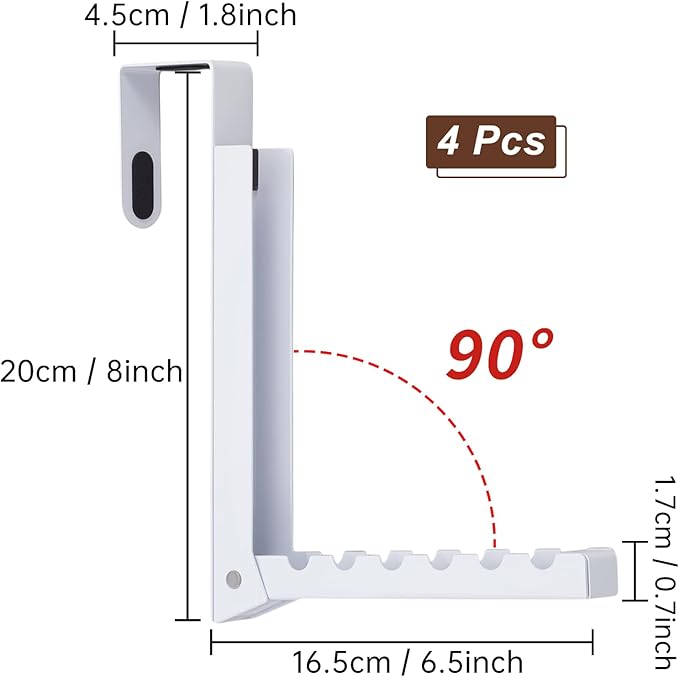 4PCS Over The Door Hanger Folding Over The Door Clothes Drying Rack Folding Hanging Coat Rack Foldable Portable Clothing Hanger Hooks for Laundry Bathroom Bedroom Dorm Travel