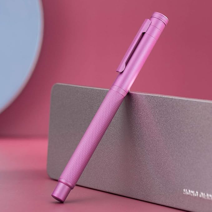 Hongdian 1851 Pink Forest Fountain Pen Blade Nib Classic Design Calligraphy Pen with Converter and Metal Pen Case Set