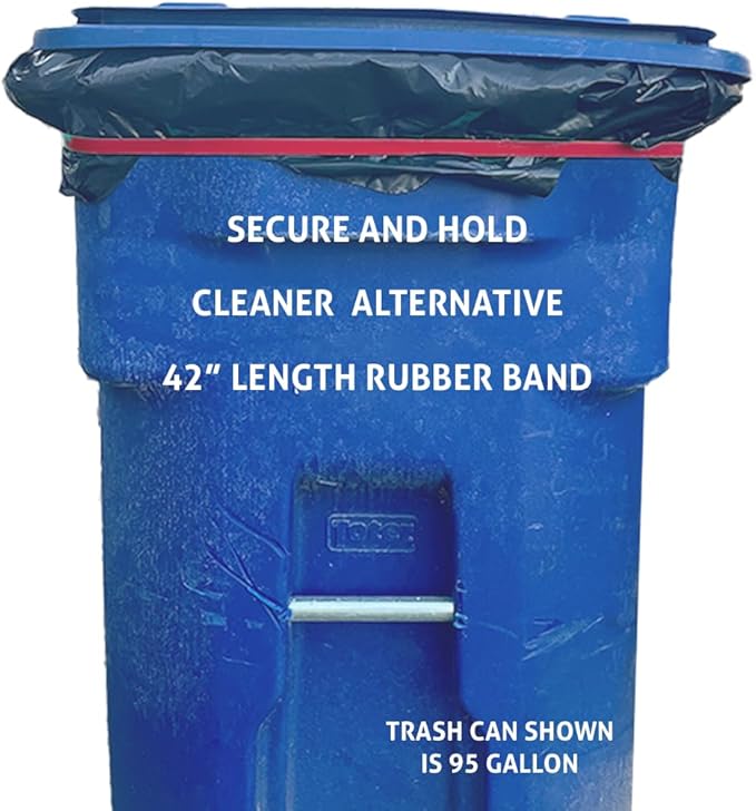 Rubber Bands for 95-96 Gallon Trash Cans - Industrial Strength and Grip - Pro Value - 6 Pack - Red