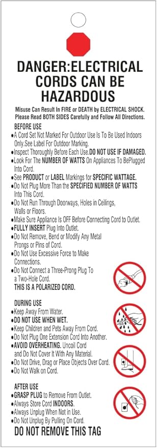 Amazon Basics 3-Prong Indoor Rectangle Extension Cord Power Strip, Flat Plug, Grounded 13 Amps, 1625 Watts, 125 VAC, 2-Pack, 3 ft, White