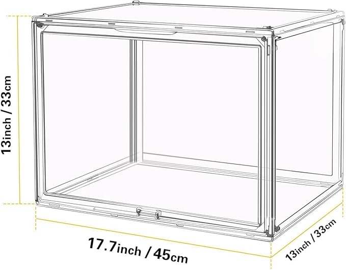 Clear Stackable Plastic Storage Bins with Lid, Dustproof Display Cases, Extra Large Figures Collectibles Showcase, Boot & Shoe Boxes, Helmet Protection Organizer (Clear-XL-1 Pack)