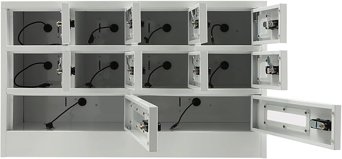 10 Slot Cellphone Charging Station Cell Phone Locker with Combination Lock, Cellphone Storage Cabinet with 3 in 1 QC3.0 Fast Charging Ports for Most Phones Tablets, for Office Classroom