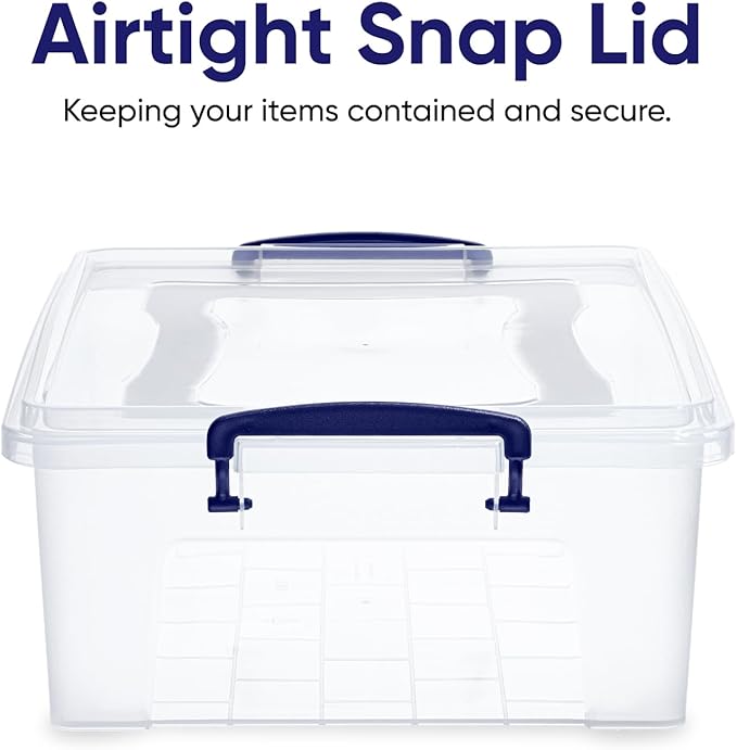 Superio Storage Bins with Lids- Clear Boxes for Organizing, Stackable Plastic Containers- BPA Free, Non-Toxic, Odor Free, Organizer for Home, Office, Dorm (6 Pack, 22.7 Qt)