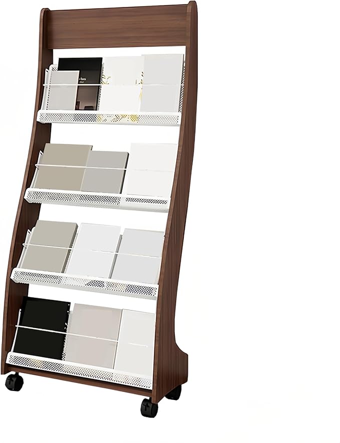 Brochure Display Rack,4 Layer Floor-Standing Magazine Rack,Literature Newspaper Catalog Display Holder With,Book Display Rack for Exhibitions, Shopping Malls, Hospitals, Offices,Family