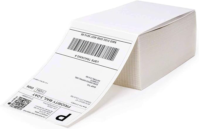 MFLABEL Fanfold 4" x 6" Direct Thermal Labels White Perforated Shipping Labels (15 Stacks)