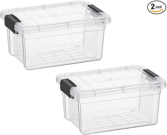 Superio Clear Storage Boxes with Lids, 3.4 Quart Plastic Container Bins for Organizing, Stackable Crates, BPA Free, Non Toxic, Odor Free, Organizers for Home, Office, School, and Dorm