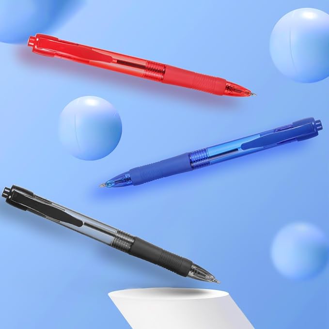 deegtran Pens Bulk, 50 Pack No Bleed Black & Red Ink Click Pens with Soft Grip, Wholesale Retractable Ballpoint Pens for Office School, Medium Point Smooth 1.0MM