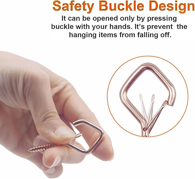 10PCS Eye Screw Hooks for Hanging Heavy Duty with Safety Buckle.Metal Ceiling Hooks for Hanging Plants,Cup,Wind Chime,Bird Feeders,christmas String Lights at Indoor&Outdoor,2.36 Inch(No Drill Bit)