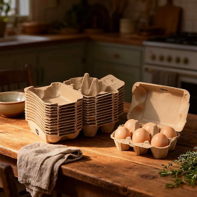 20 Pack Egg Cartons Cheap Bulk, 6 Count Egg Storage Containers Holder, Sturdy Natural Pulp Material Perfect for Storing Extra Eggs