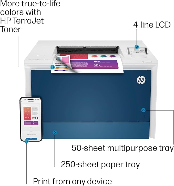 HP Color LaserJet Pro 4201dw Wireless Color Laser Printer, Best-for-Office (4RA86F)